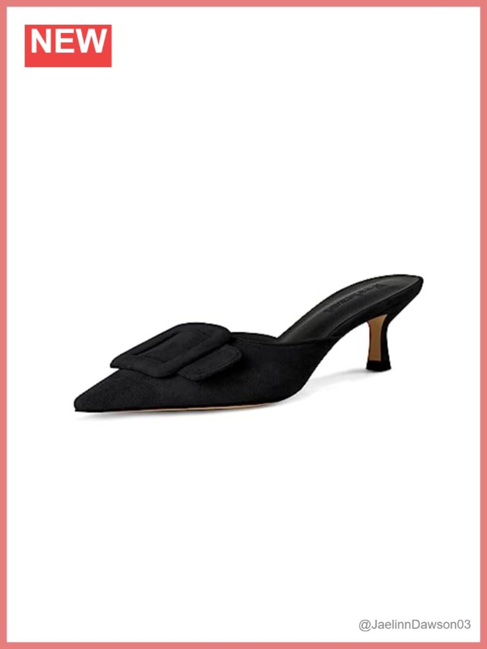 Faux Suede Mule Slippers Women Slingback Buckle Pointed Toe Kitten Heels Slides